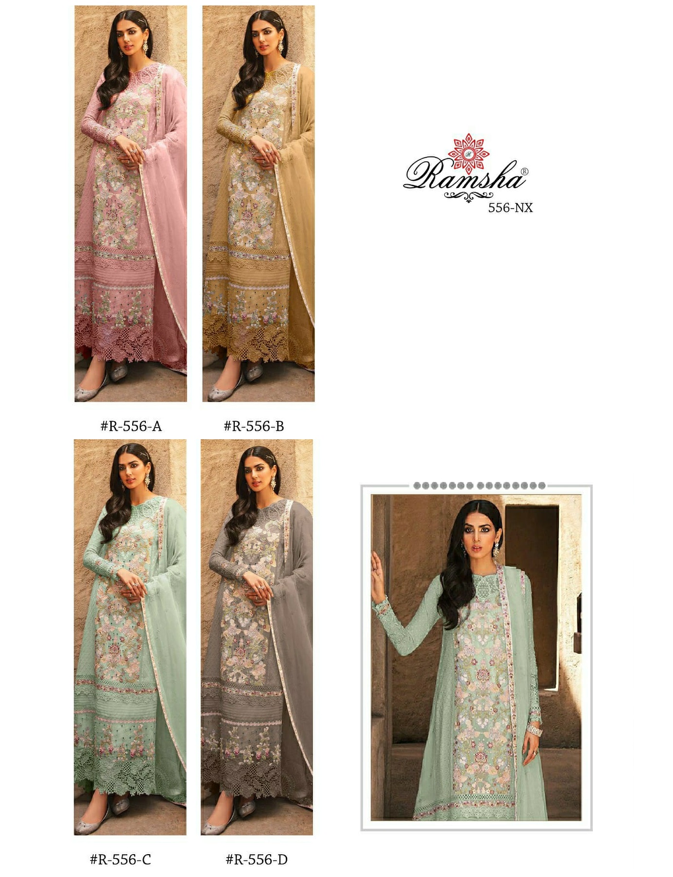 RAMSHA FASHION R 556 A TO D SALWAR SUITS