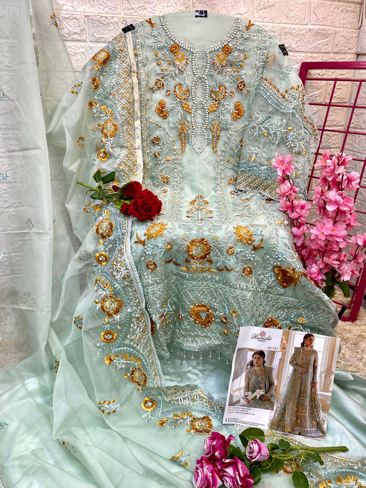 RAMSHA FASHION R 595 PAKISTANI SUITS WHOLESALE