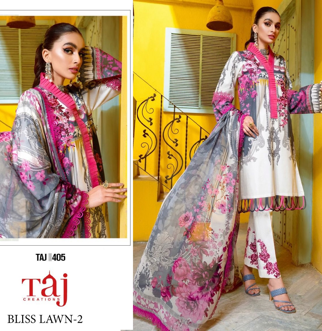 TAJ CREATIONS 405 BLISS LAWN 2 SALWAR SUITS