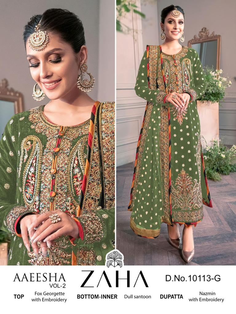 ZAHA 10113 G AAEESHA VOL 2 PAKISTANI SUITS