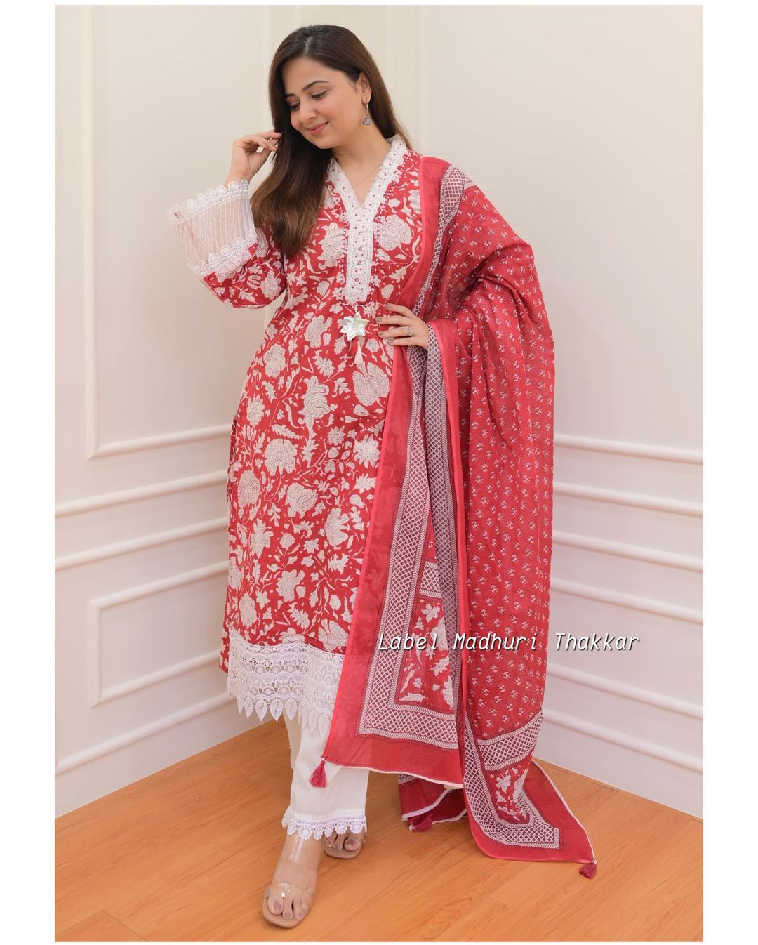 AKSHAR DESIGNER RED PAKISTANI COTTON SUITS