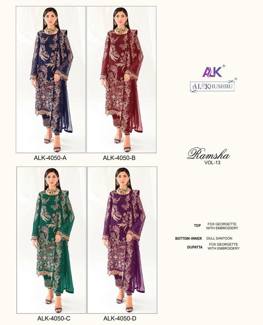 AL KHUSHBU ALK 4050 RAMSHA VOL 13 SALWAR SUITS