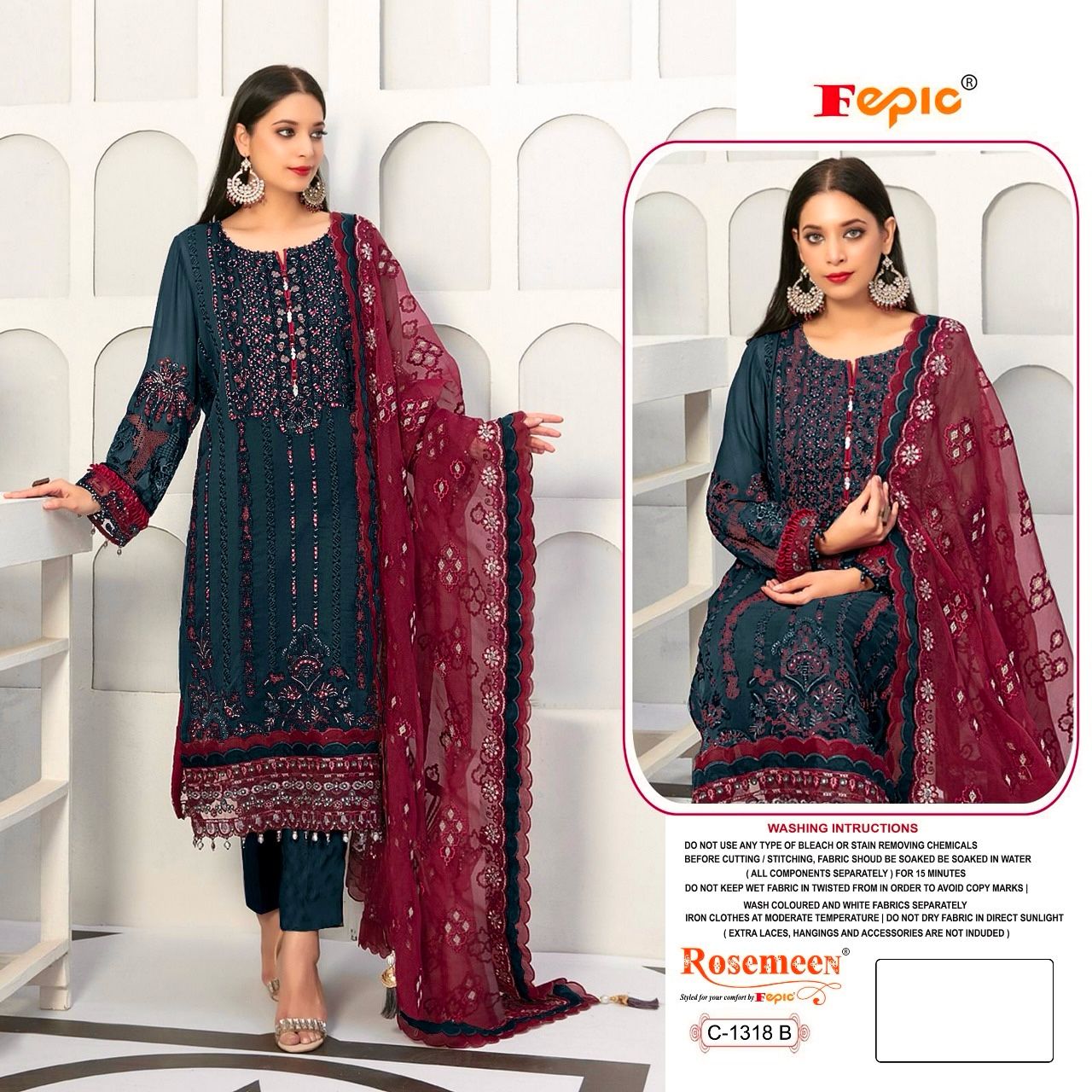 FEPIC C 1318 B ROSEMEEN PAKISTANI SUITS IN INDIA