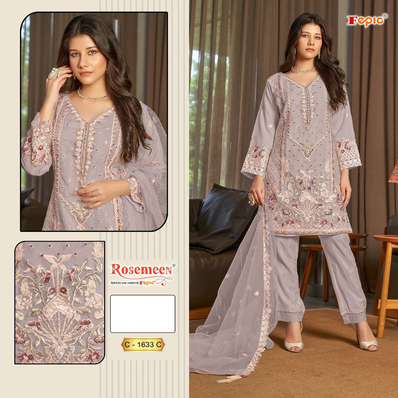 FEPIC C 1633 C ROSEMEEN PAKISTANI SUITS IN INDIA