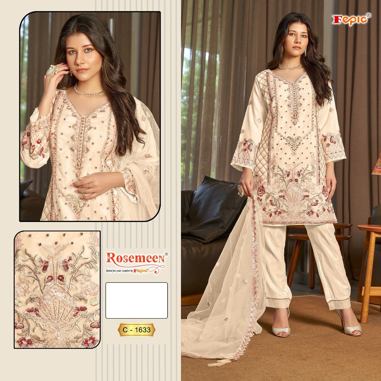 FEPIC C 1633 ROSEMEEN PAKISTANI SUITS IN INDIA