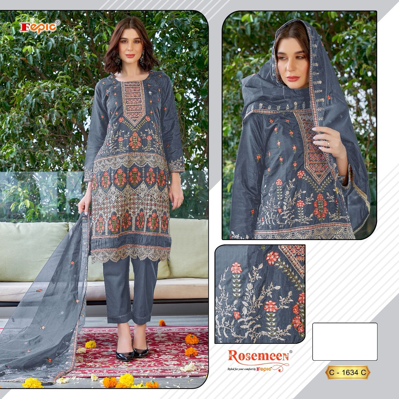 FEPIC C 1634 C ROSEMEEN PAKISTANI SUITS IN INDIA