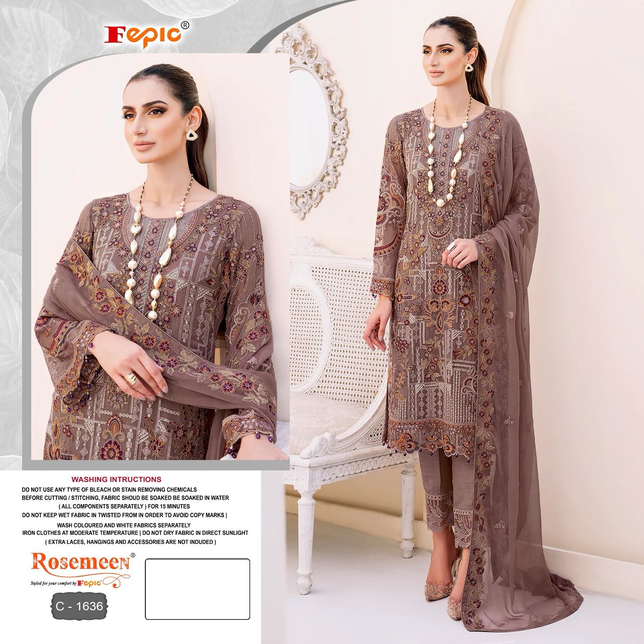 FEPIC C 1636 ROSEMEEN PAKISTANI SUITS WHOLESALE