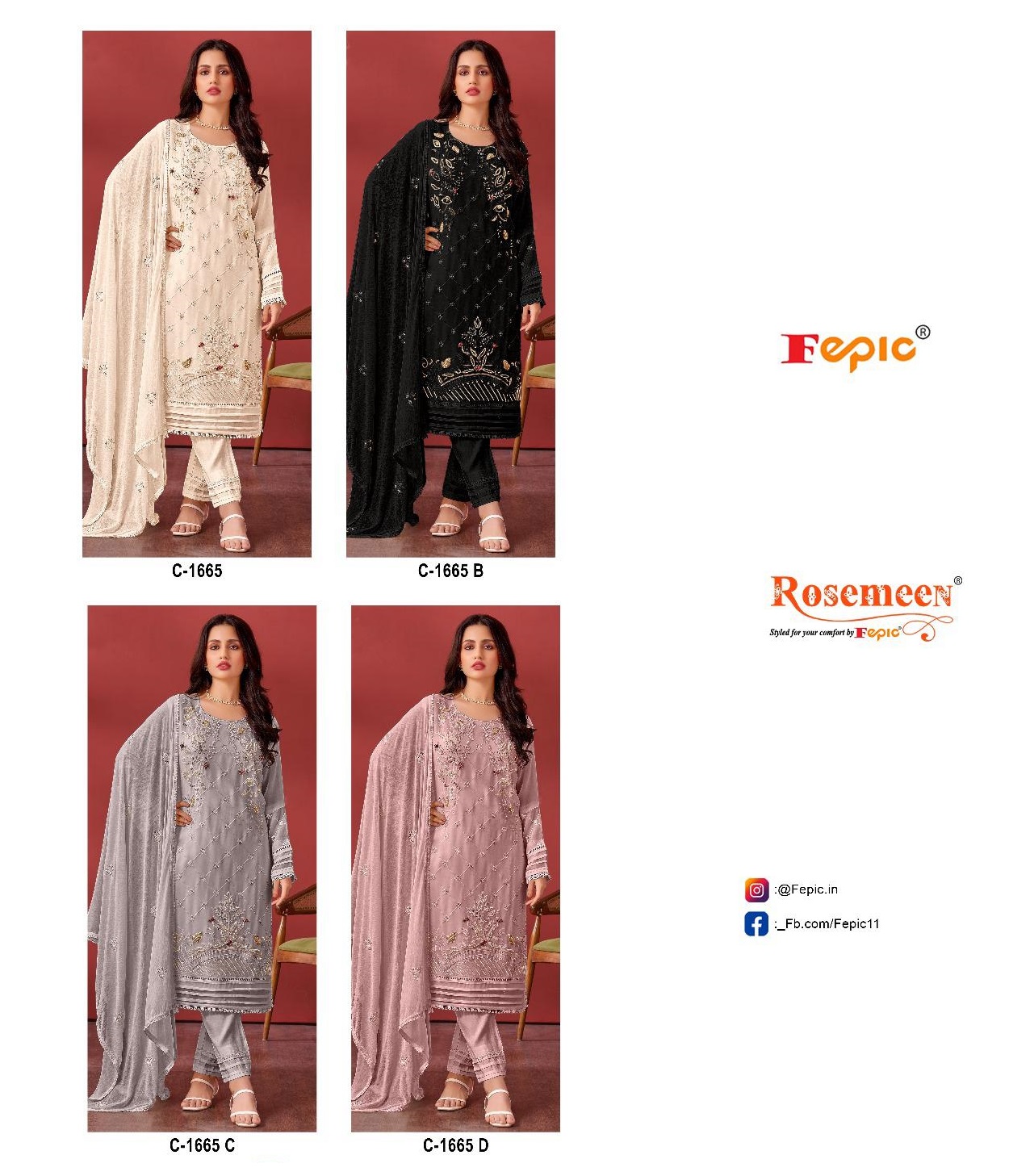 FEPIC C 1665 ROSEMEEN SERIES SALWAR SUITS WHOLESALE