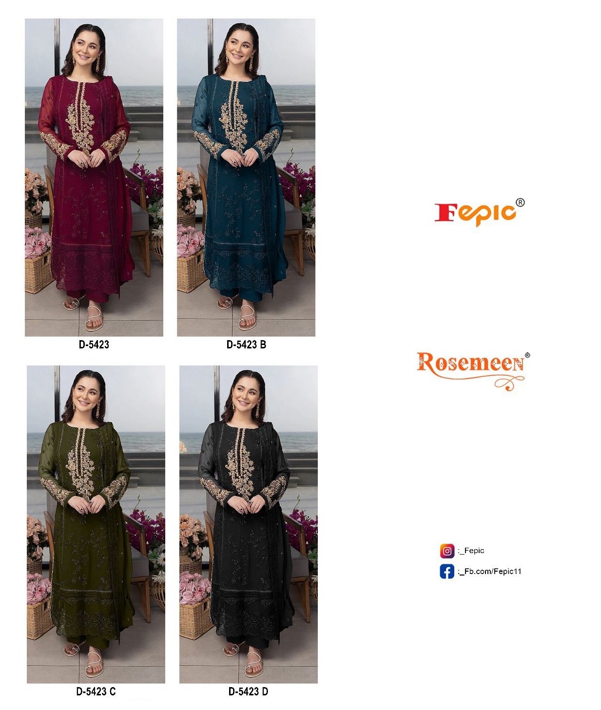 FEPIC D 5423 ROSEMEEN SERIES PAKISTANI SUITS