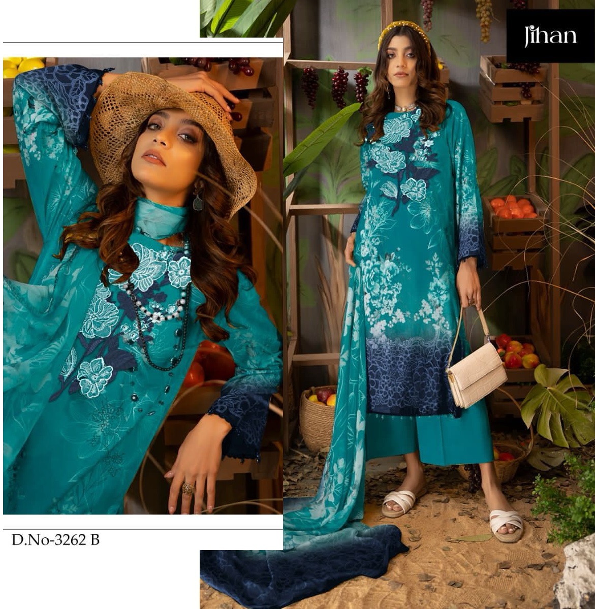 JIHAN 3262 B PAKISTANI SALWAR SUITS WHOLESALE