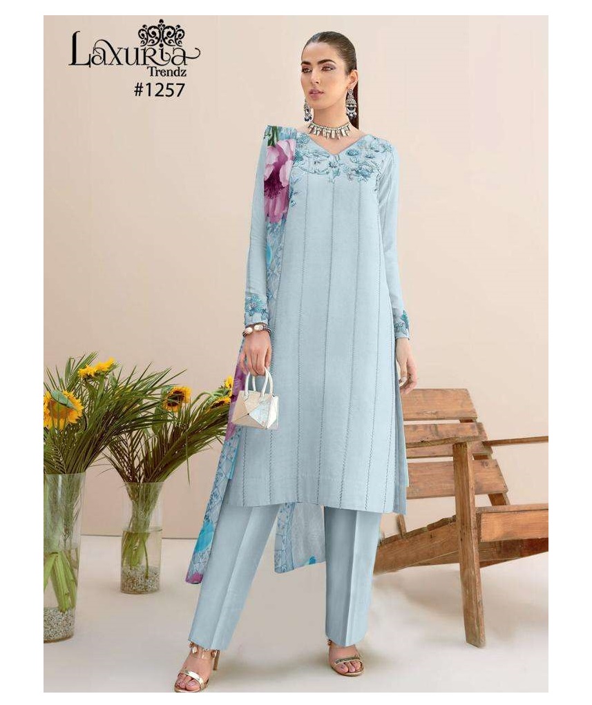 LAXURIA TRENDZ 1257 SKY BLUE READYMADE TUNIC WHOLESALE