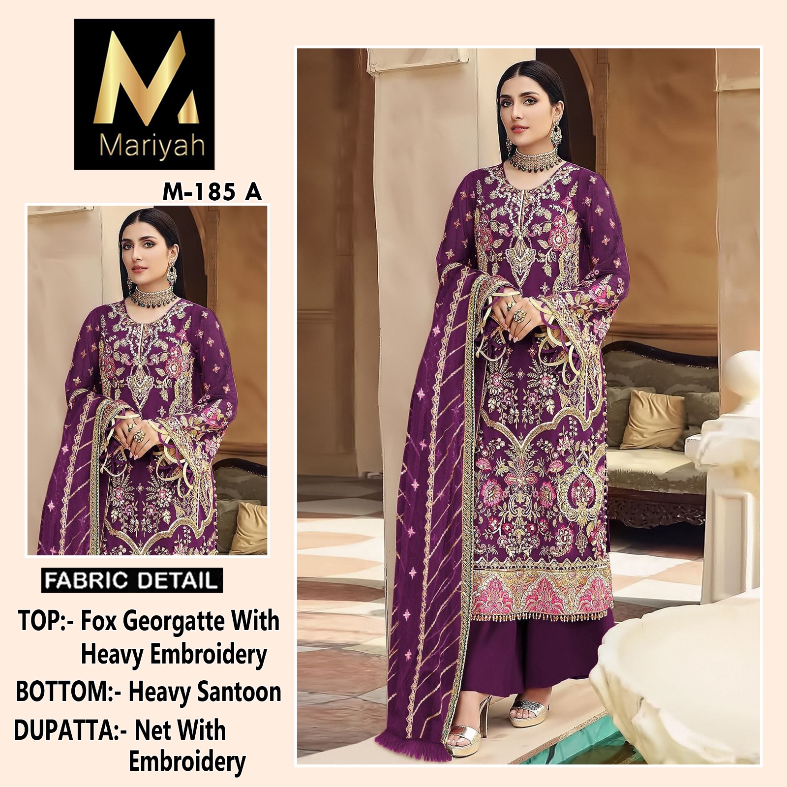 MARIYAH DESIGNER M 185 A PAKISTANI SUITS