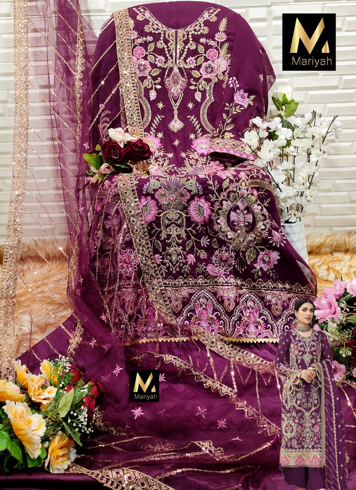 MARIYAH DESIGNER M 185 A PAKISTANI SUITS