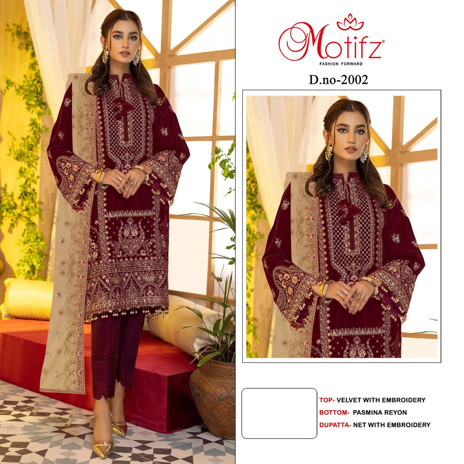 MOTIFZ 2002 VELVET PAKISTANI SUITS WHOLESALE