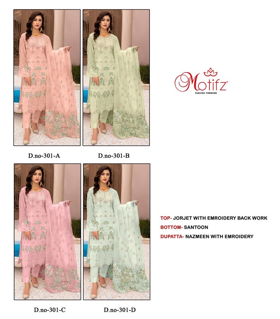 MOTIFZ 301 A TO D PAKISTANI SUITS WHOLESALE