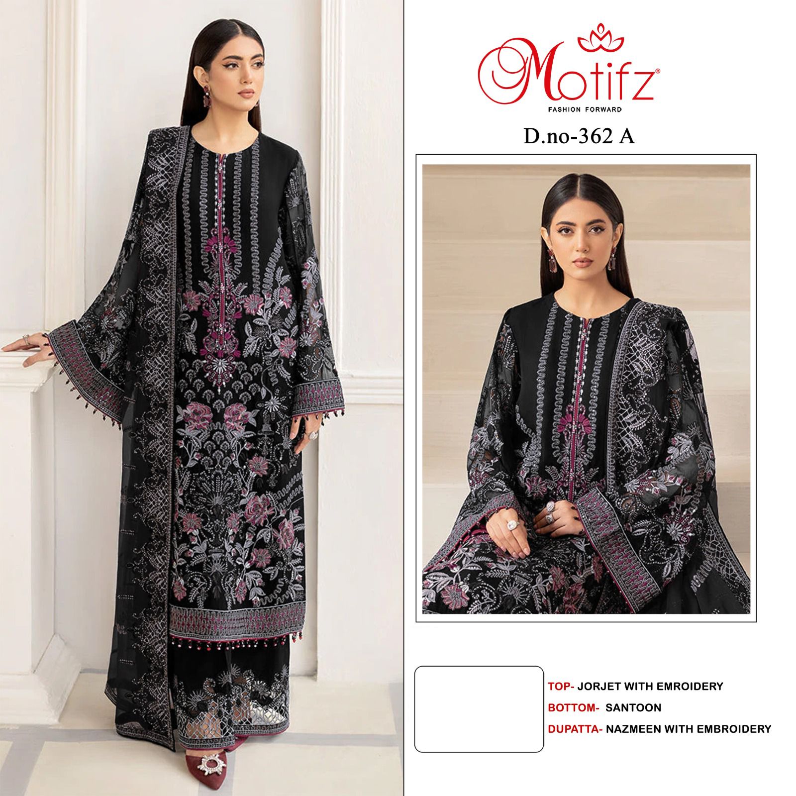 MOTIFZ 362 A TO D PAKISTANI SUITS MANUFACTURER