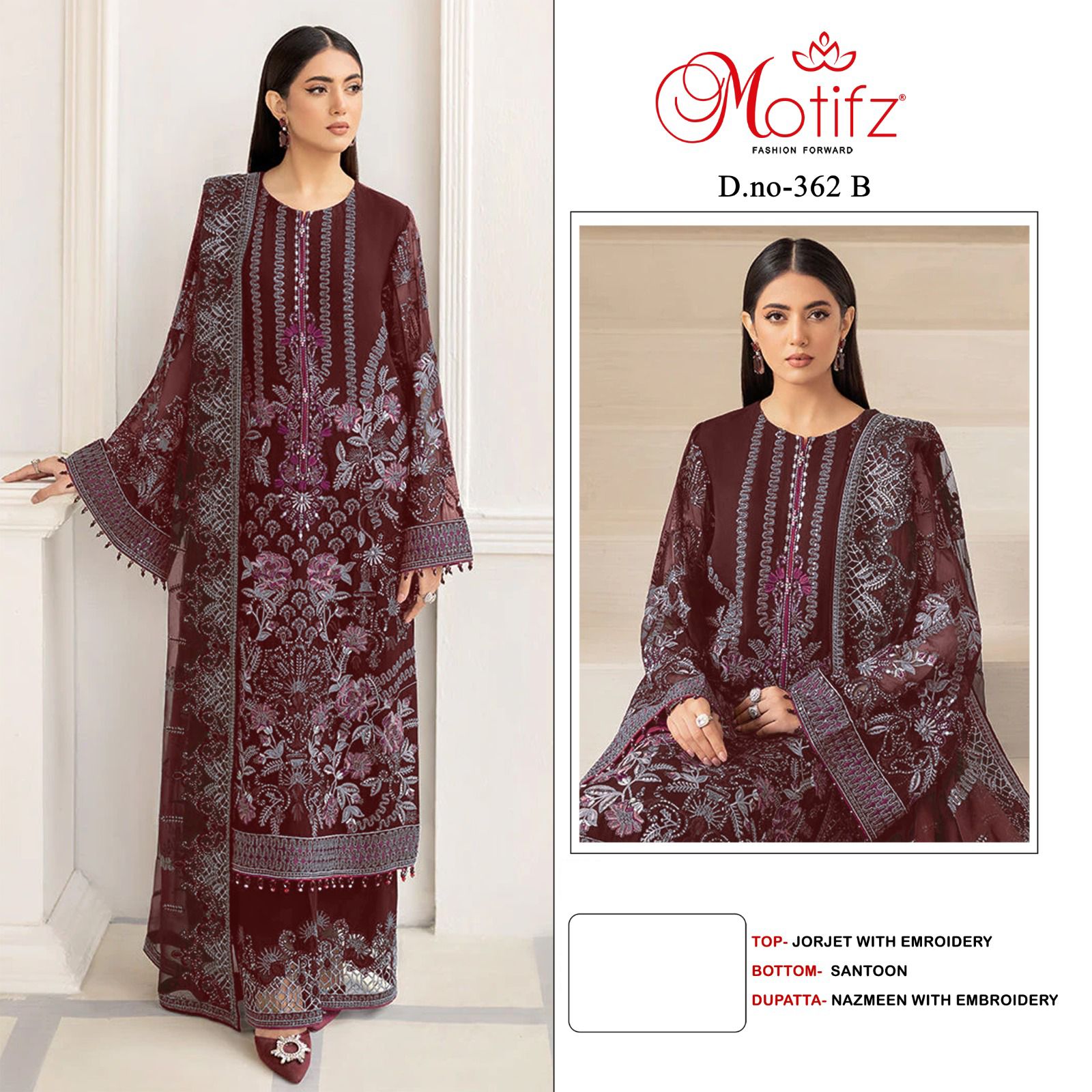 MOTIFZ 362 A TO D PAKISTANI SUITS MANUFACTURER