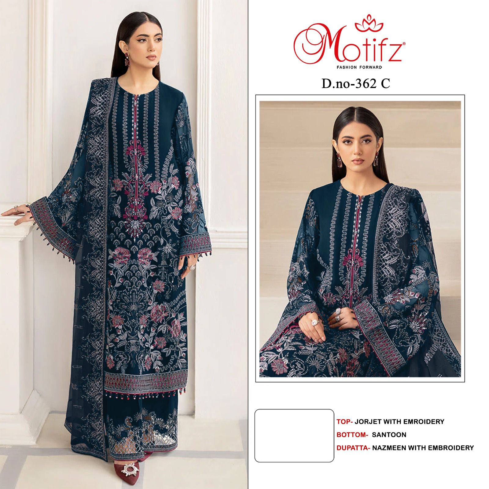 MOTIFZ 362 A TO D PAKISTANI SUITS MANUFACTURER