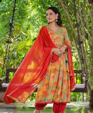 MURTI TRENDS RED AFGHANI ANGRAKHA STYLE COLLECTION