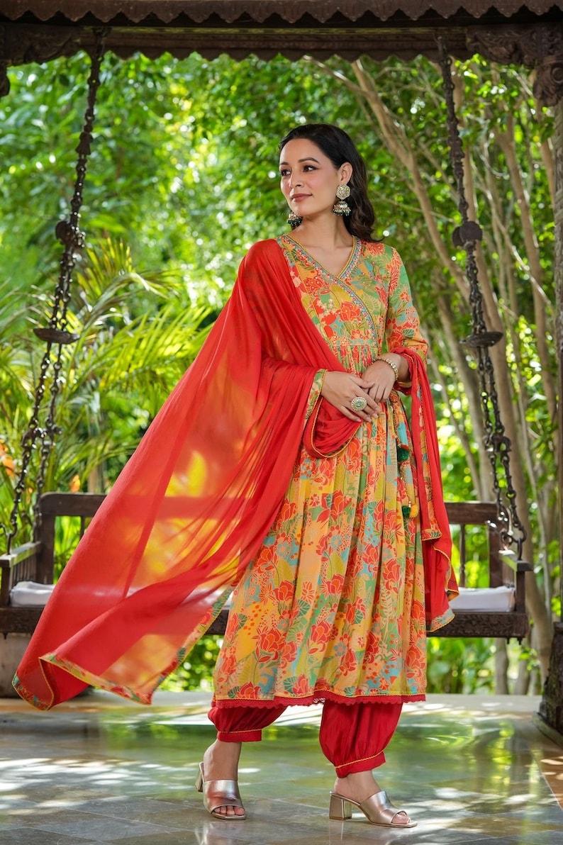 MURTI TRENDS RED AFGHANI ANGRAKHA STYLE COLLECTION