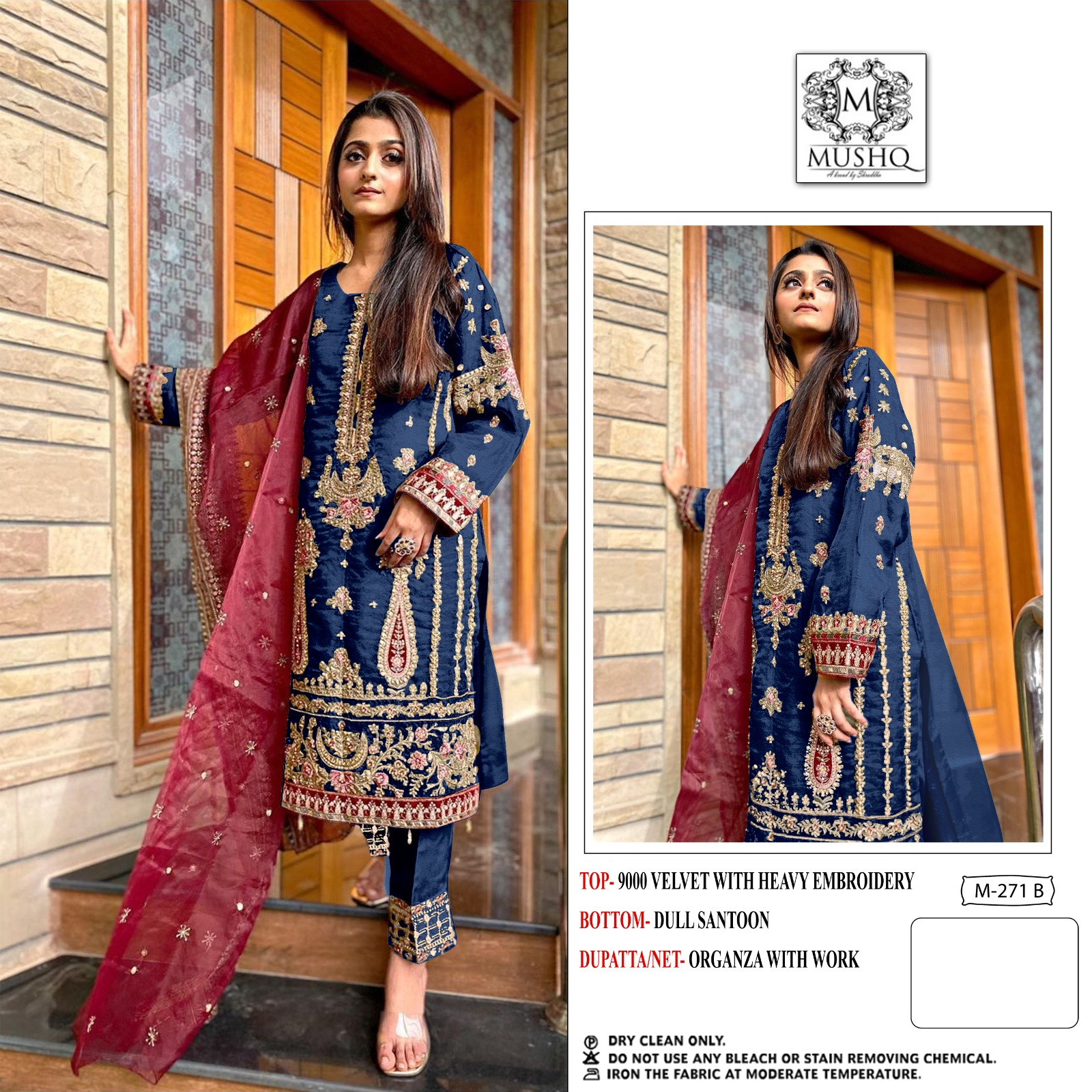 MUSHQ M 271 A TO D VELVET PAKISTANI SUITS