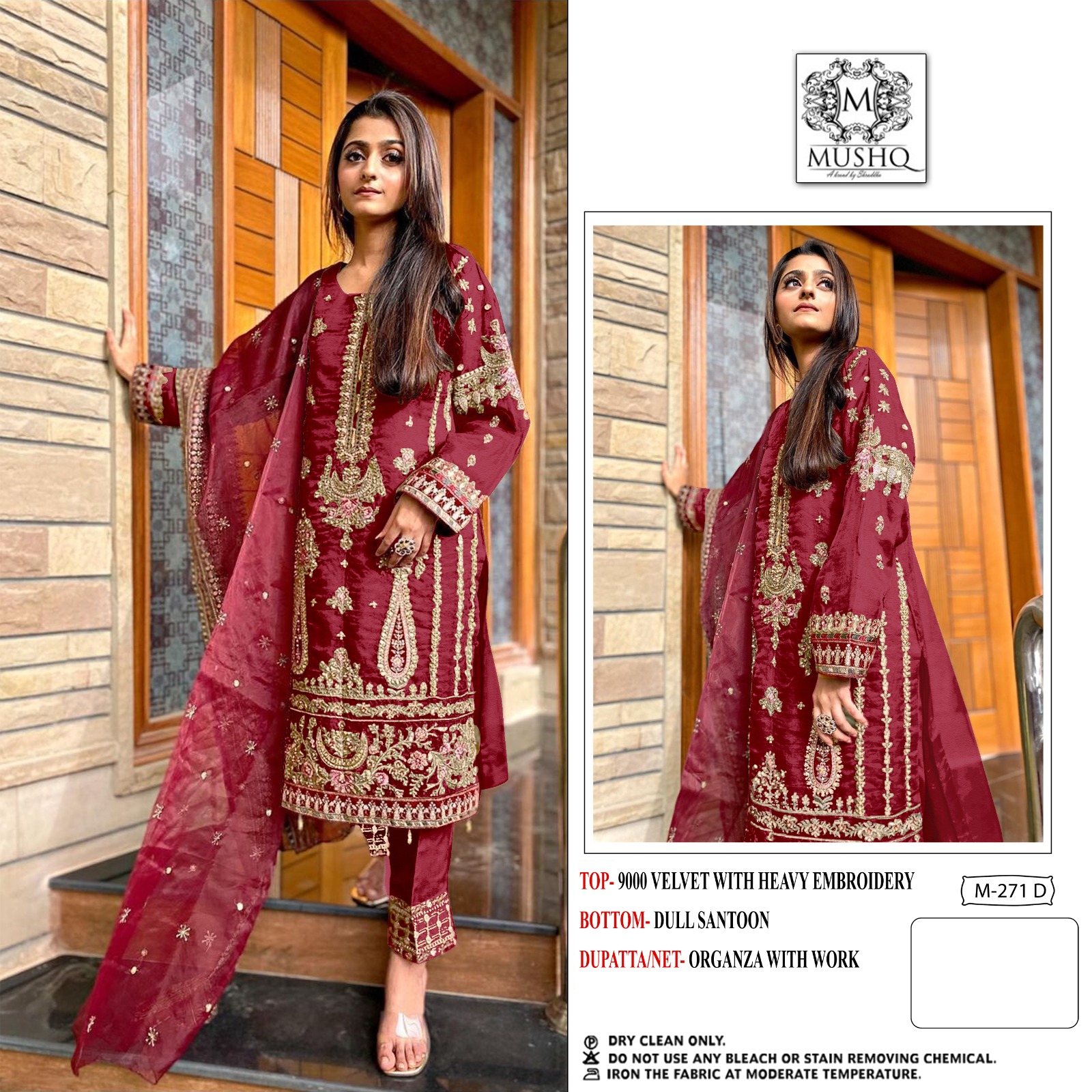 MUSHQ M 271 A TO D VELVET PAKISTANI SUITS