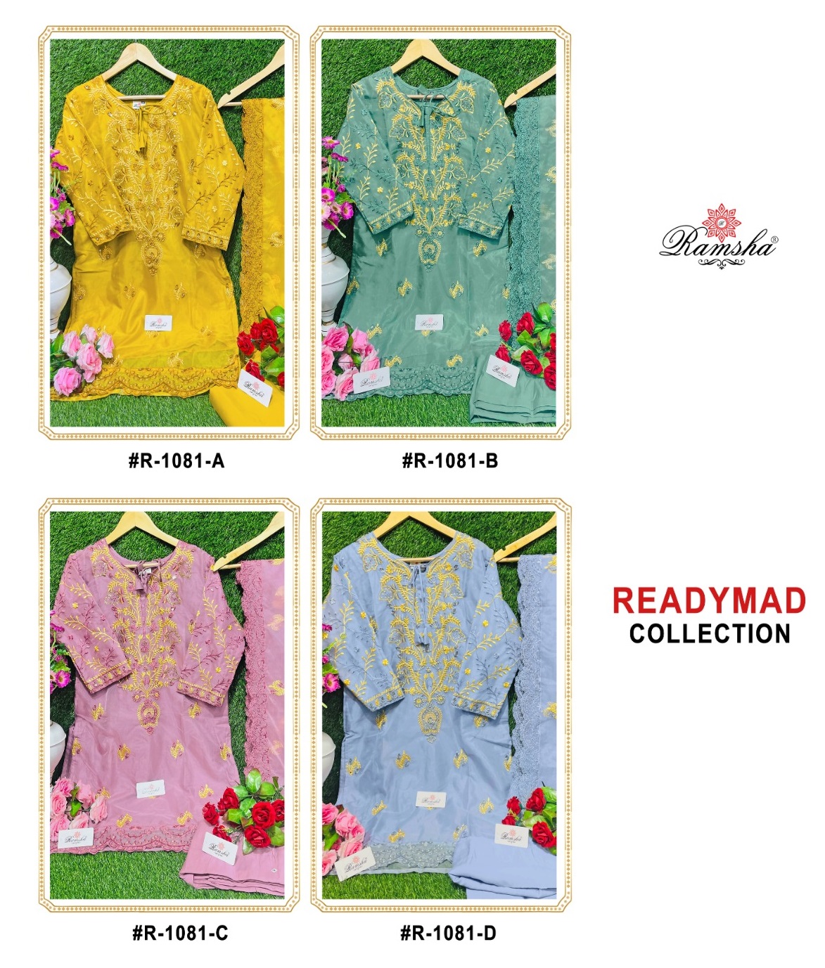 RAMSHA FASHION R 1081 READYMADE SUITS COLOURS