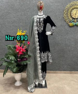 SHREE HARI NSR 690 B DESIGNER VELVET SUITS WHOLESALE