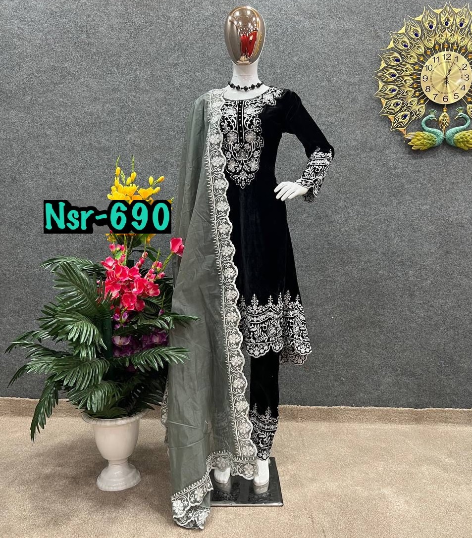 SHREE HARI NSR 690 B DESIGNER VELVET SUITS WHOLESALE