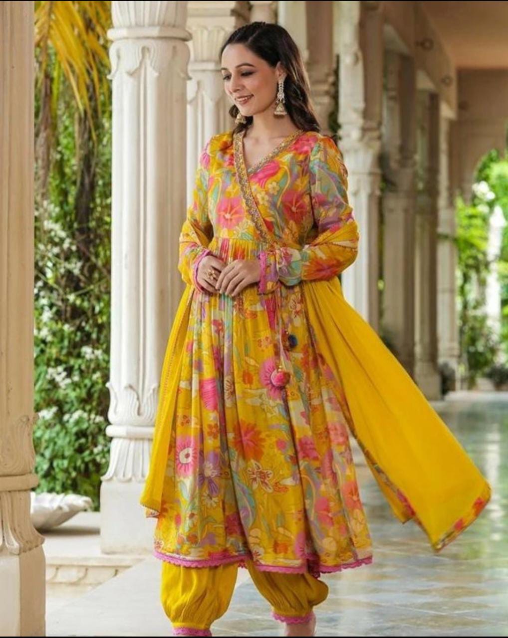 ASIM JOFA YELLOW ALIA CUT DESIGENR SUITS WHOLESALE