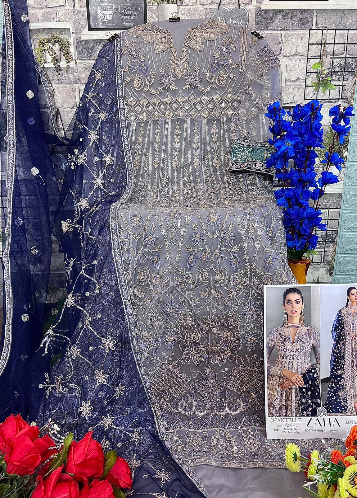 ZAHA 10025 A TO D CHANTELLE VOL 4 PAKISTANI SUITS