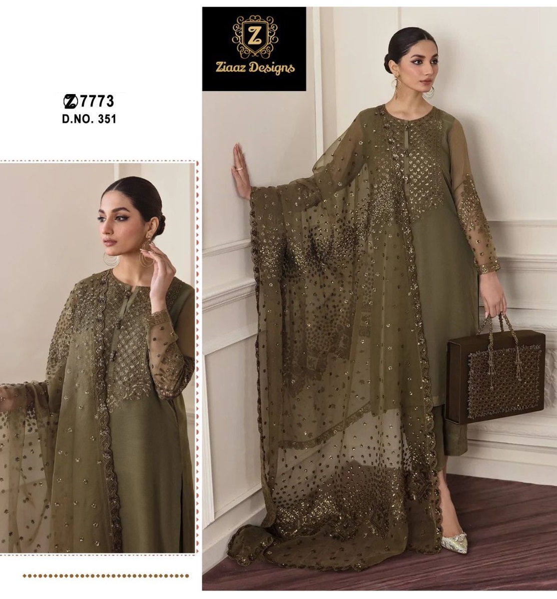 ZIAAZ DESIGNS 351 PAKISTANI SUITS MANUFACTURER