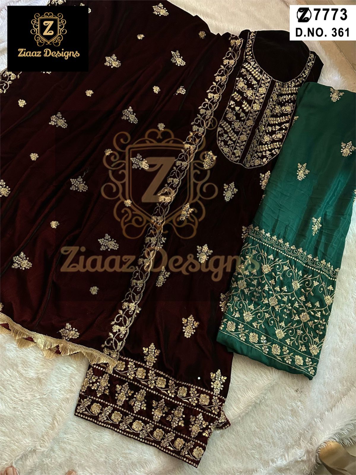 ZIAAZ DESIGNS 361 VELVET PAKISTANI SUITS IN INDIA