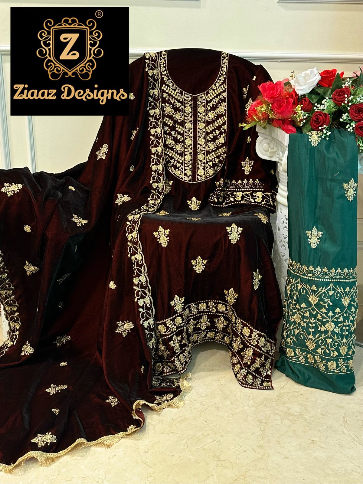 ZIAAZ DESIGNS 361 VELVET PAKISTANI SUITS IN INDIA