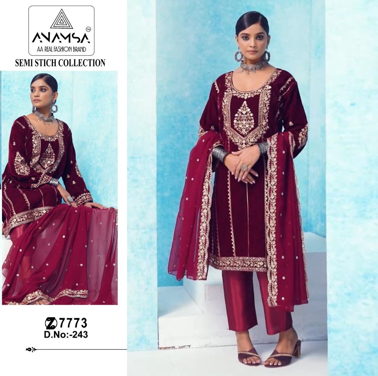 ANAMSA 243 VELVET SALWAR SUITS WHOLESALE