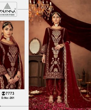 ANAMSA 261 VELVET PAKISTANI SUITS MANUFACTURER