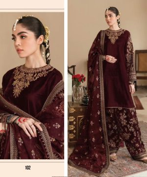 DEEPSY SUITS 102 MARIA B VELVET SALWAR SUITS