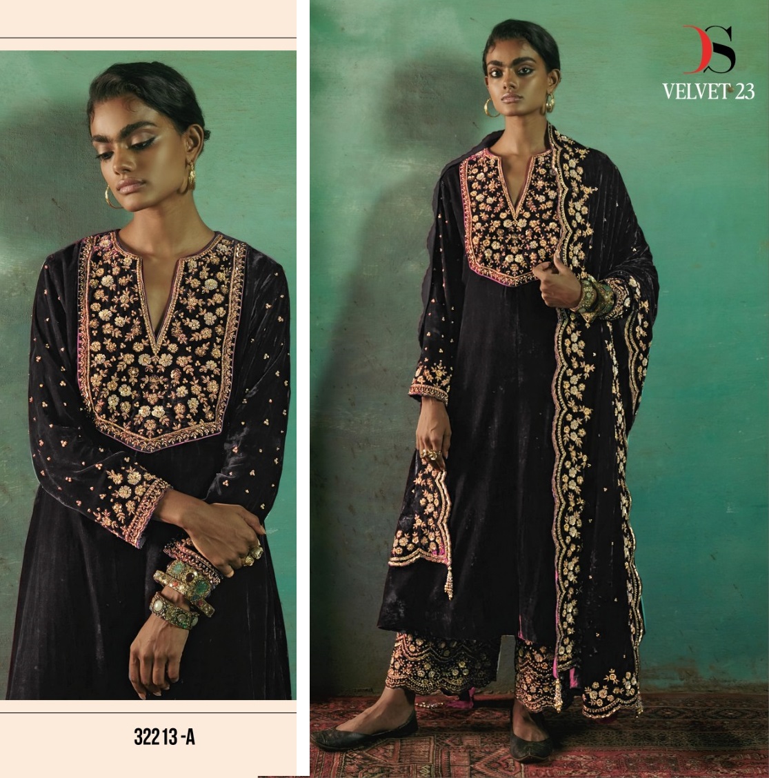 DEEPSY SUITS 32213 A VELVET PAKISTANI SUITS