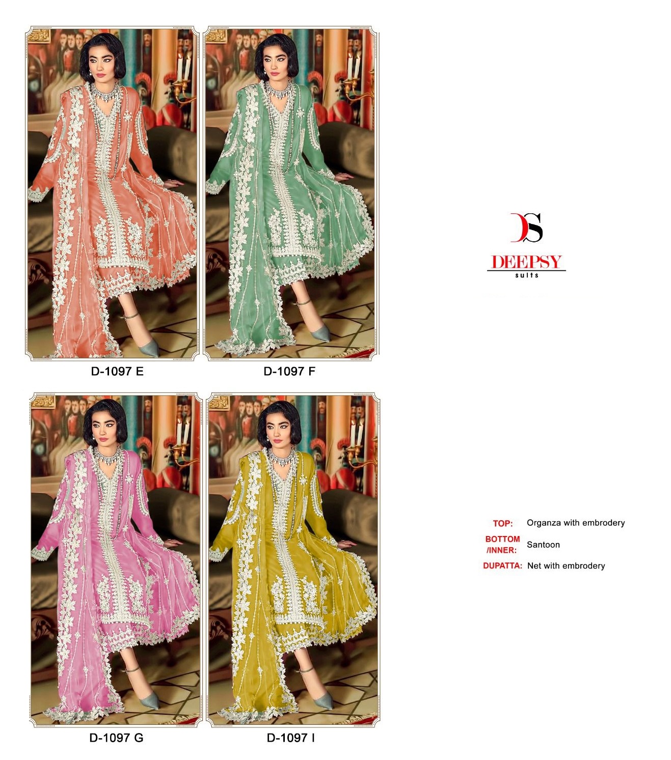 DEEPSY SUITS D 1097 E TO H PAKISTANI SALWAR SUITS