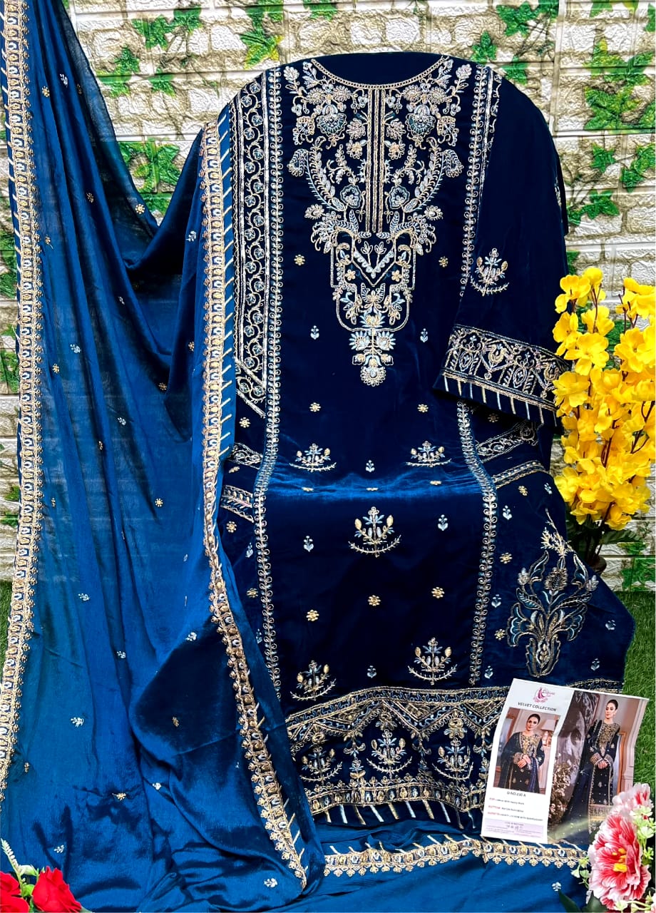 DINSAA 230 A VELVET PAKISTANI SUITS IN INDIA