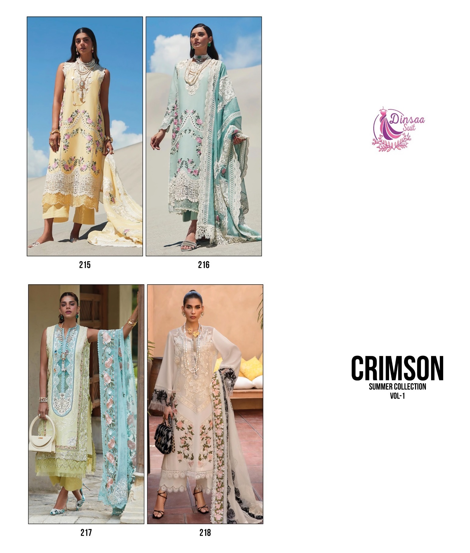 DINSAA SUIT CRIMSON VOL 1 PAKISTANI SUITS