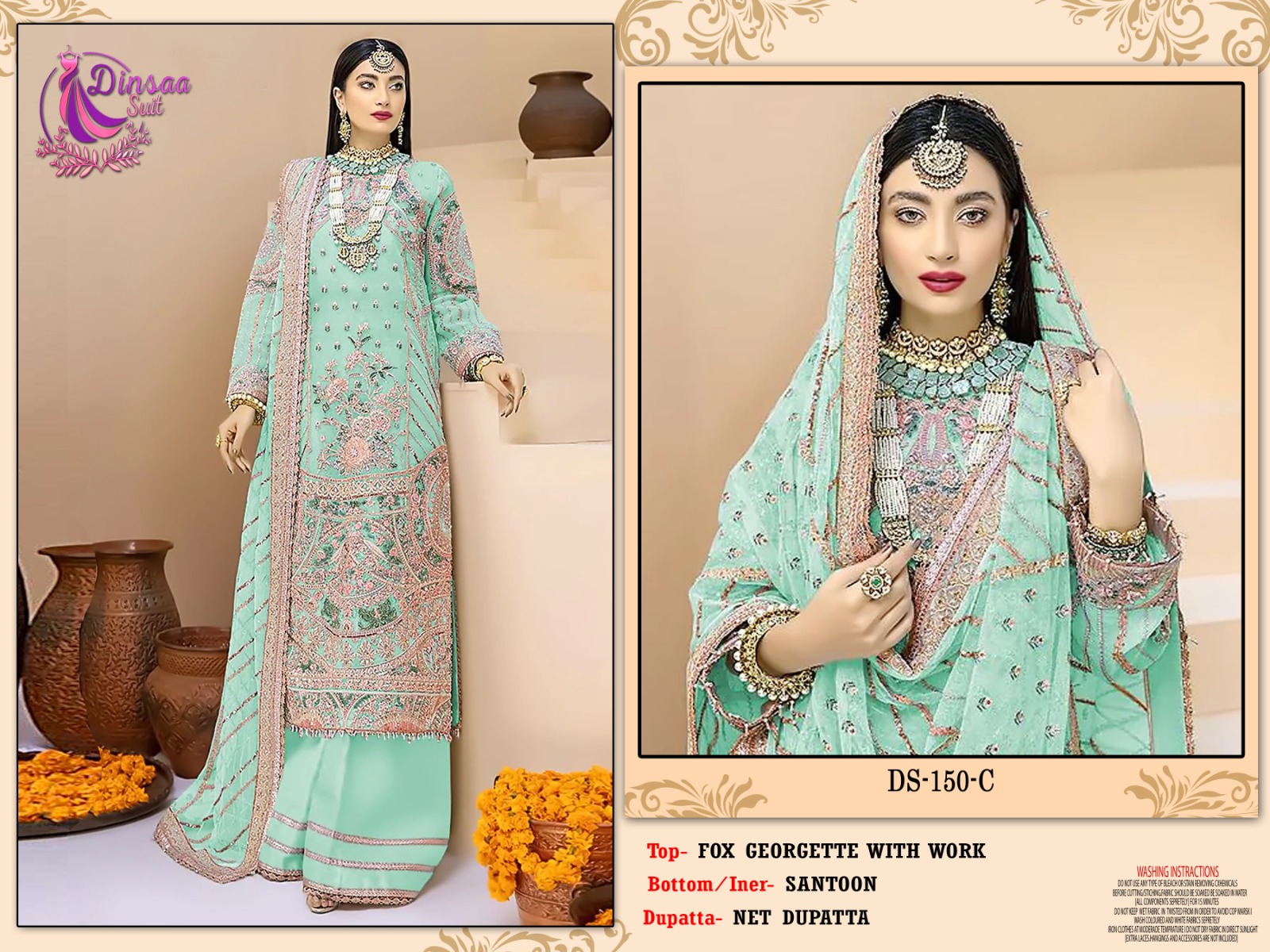 DINSAA SUIT DS 150 A TO D SALWAR SUITS WHOLESALE