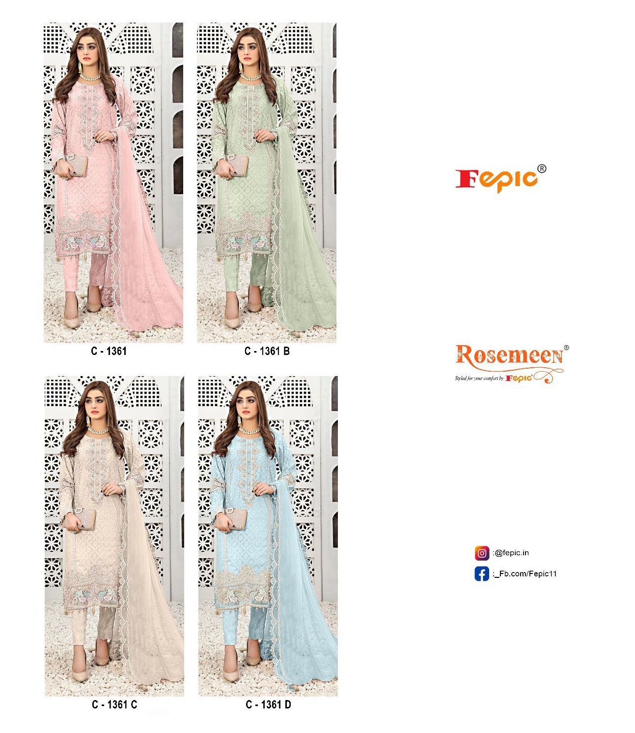 FEPIC C 1361 ROSEMEEN SERIES PAKISTANI SUITS