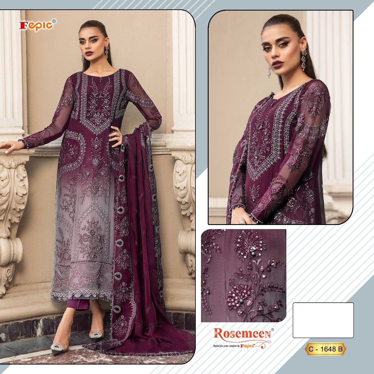 FEPIC C 1648 B ROSEMEEN PAKISTANI SUITS IN INDIA