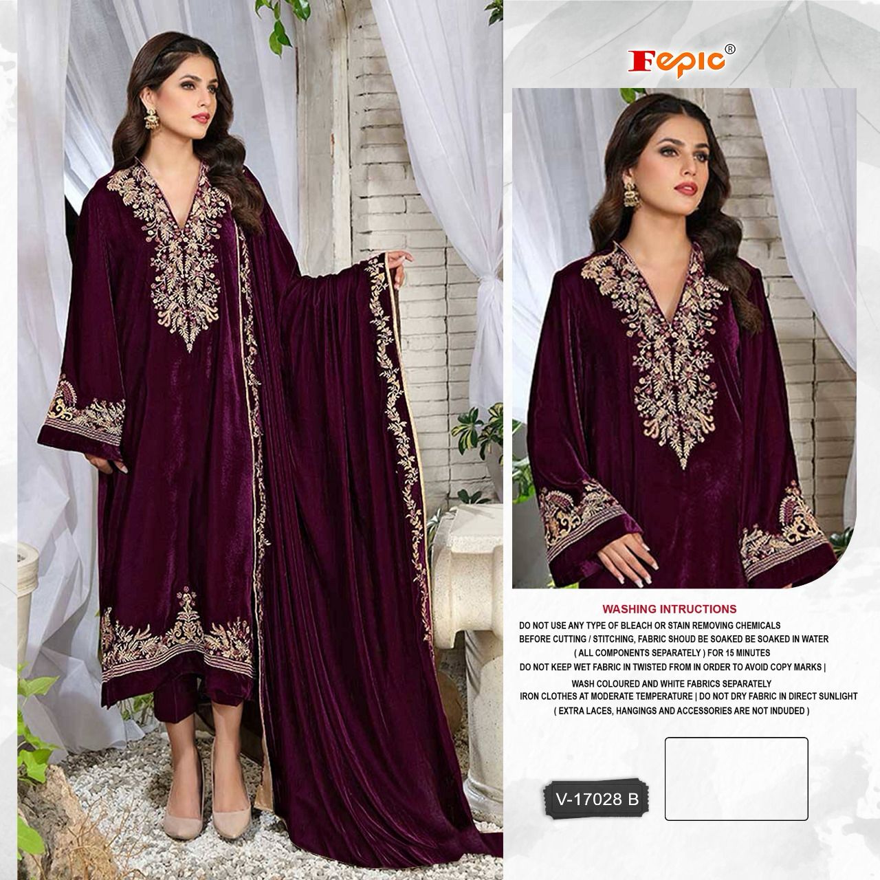 FEPIC V 17028 B ROSEMEEN VELVET PAKISTANI SUITS