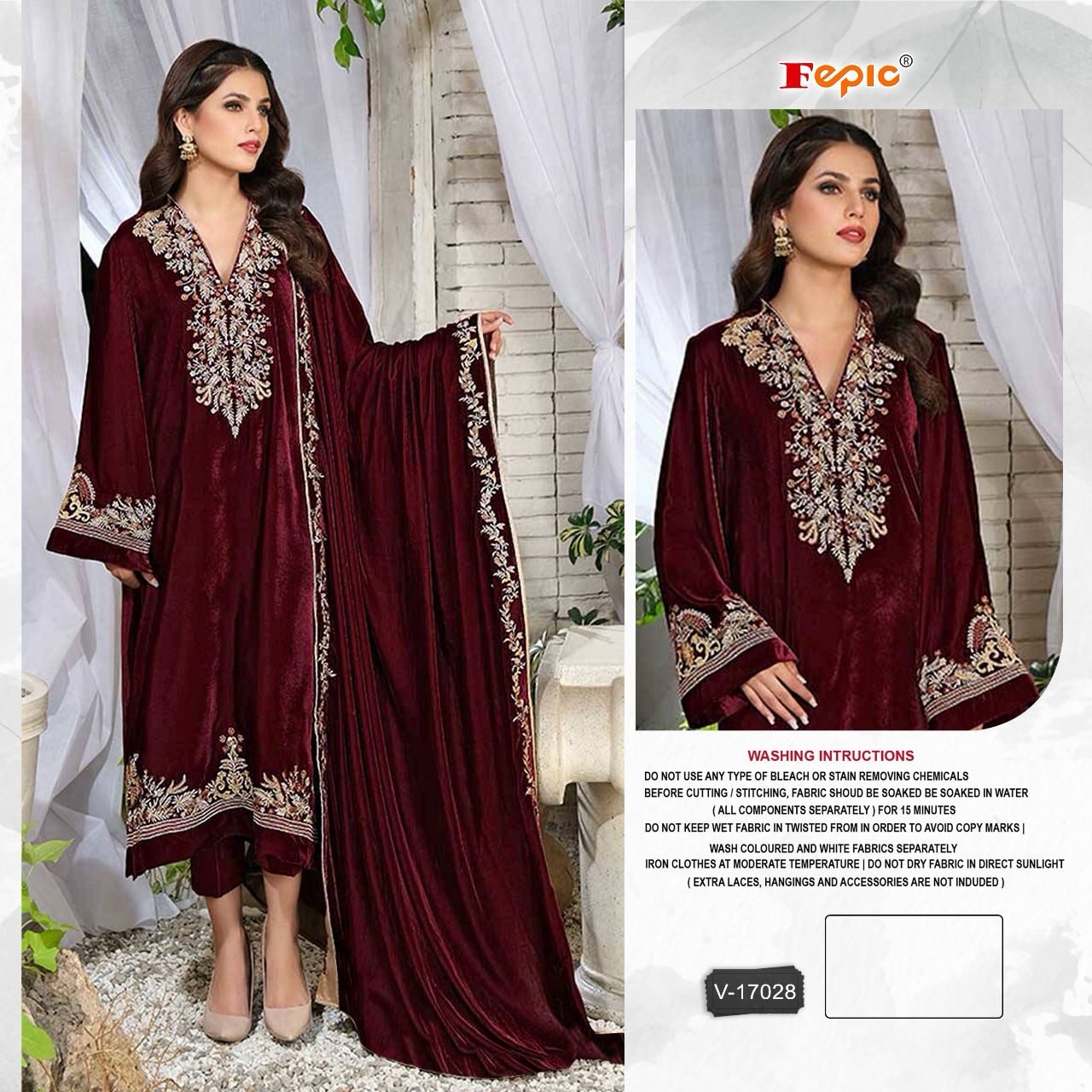 FEPIC V 17028 ROSEMEEN VELVET PAKISTANI SUITS