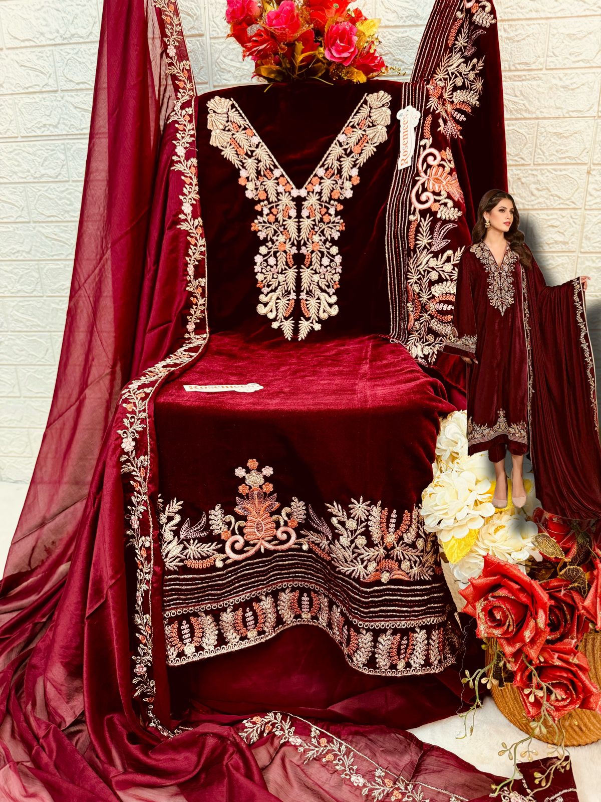 FEPIC V 17028 ROSEMEEN VELVET PAKISTANI SUITS