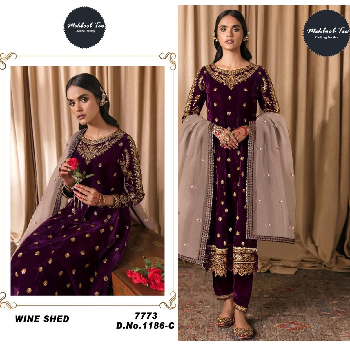 MEHBOOB TEX 1186 C VELVET SUITS MANUFACTURER