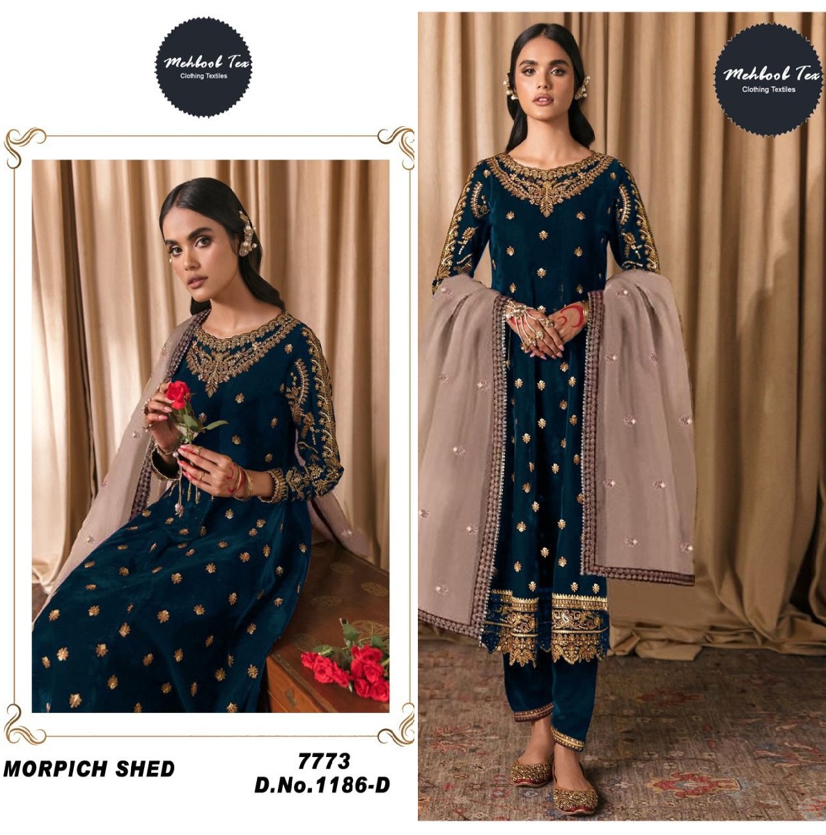 MEHBOOB TEX 1186 D VELVET SUITS MANUFACTURER