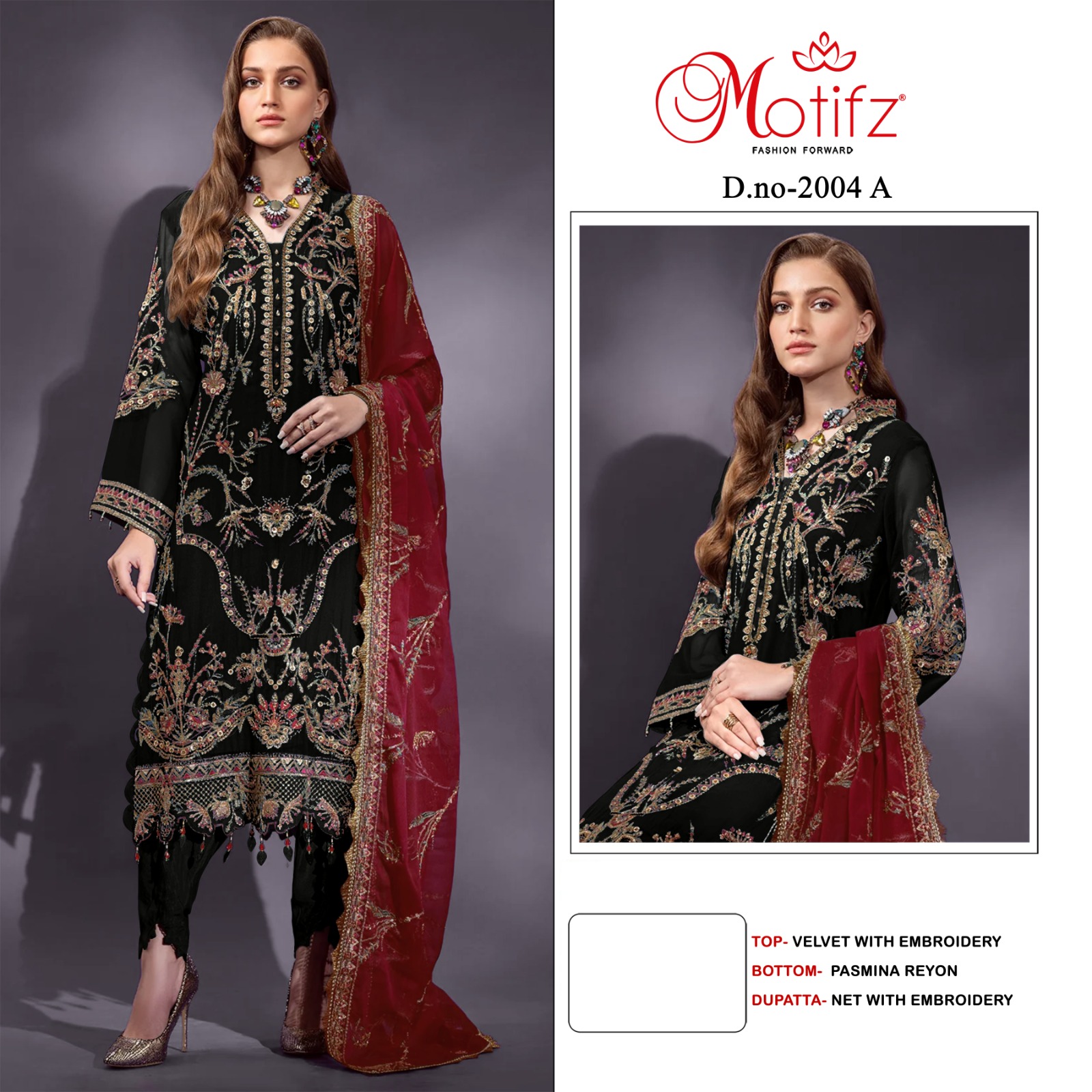 MOTIFZ 2004 A VELVET PAKISTANI SUITS IN INDIA